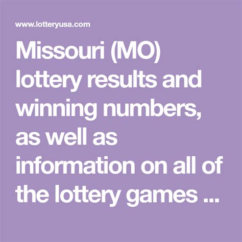 mo lotto numbers|missouri powerball winning numbers last night.